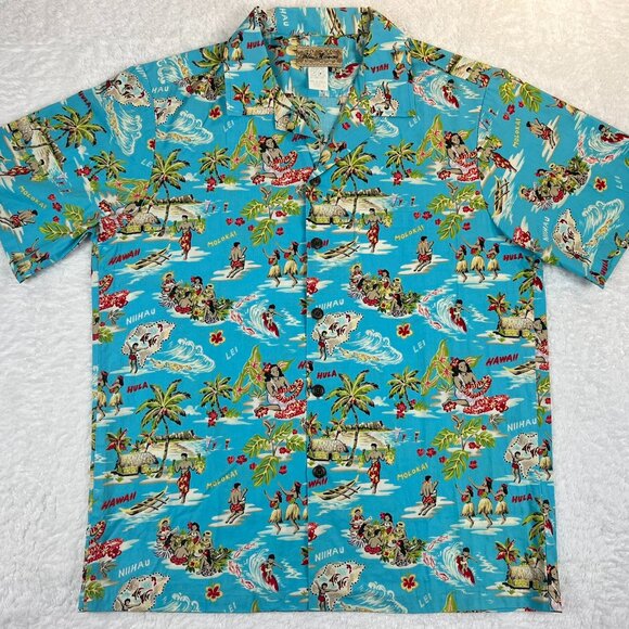Blue Hawaii : Hawaiian Islands [M] Made in Hawaii Button-UP Short Sleeve Shirt - Picture 1 of 10